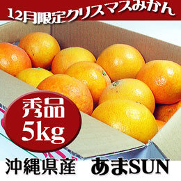 あまSUN (あまさん) 沖縄県産 約5kg 秀品 箱詰め 贈答用 家庭用に 送料無料 12月期間限定のクリスマスみかん