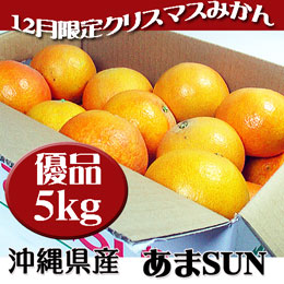 あまSUN (あまさん) 沖縄県産 約5kg 優品 箱詰め 贈答用 家庭用に 送料無料 12月期間限定のクリスマスみかん